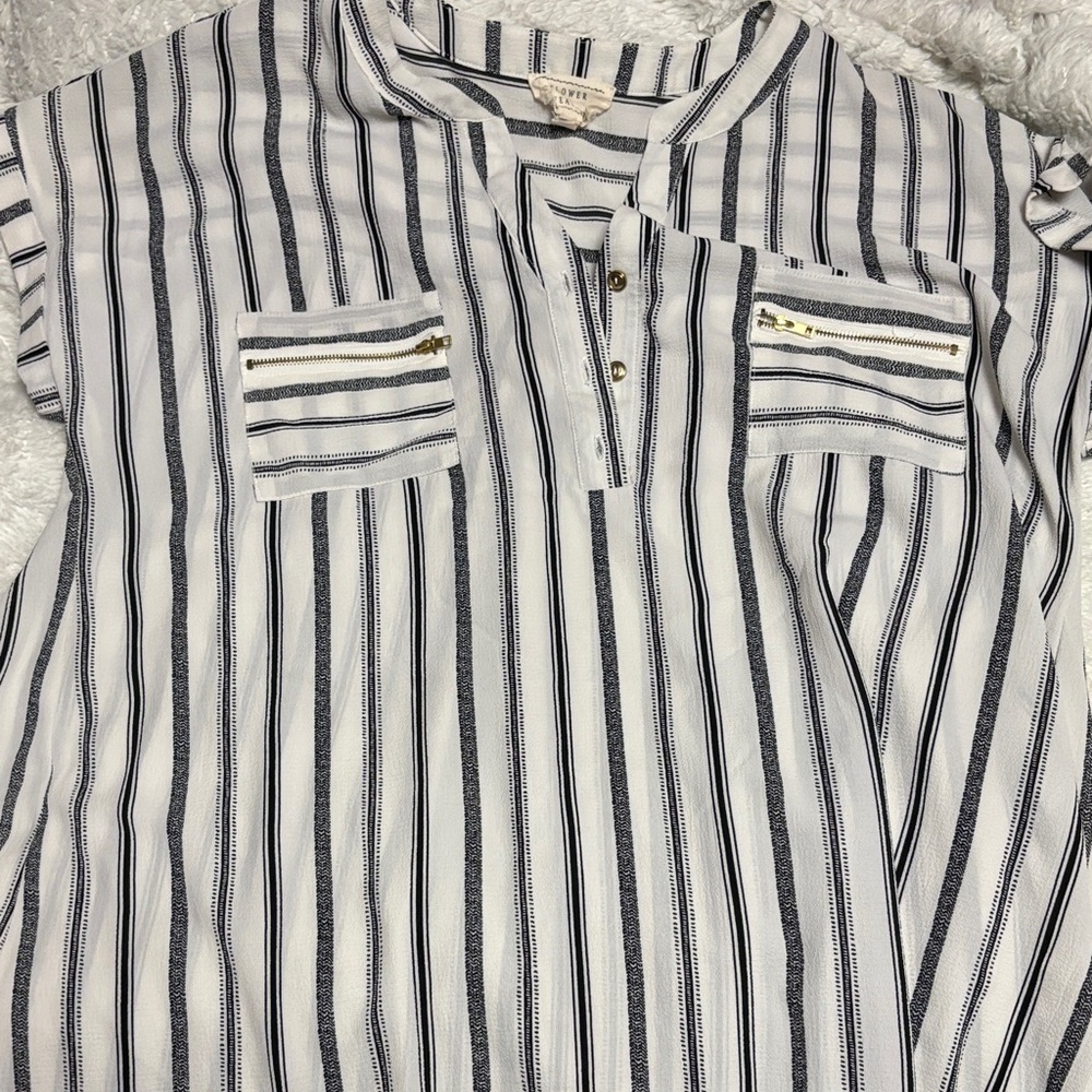 Striped Women's Blouse - Black and White